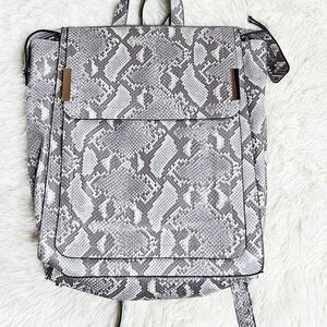 Alfani Krissie Snakeskin Backpack Grey Faux Leather